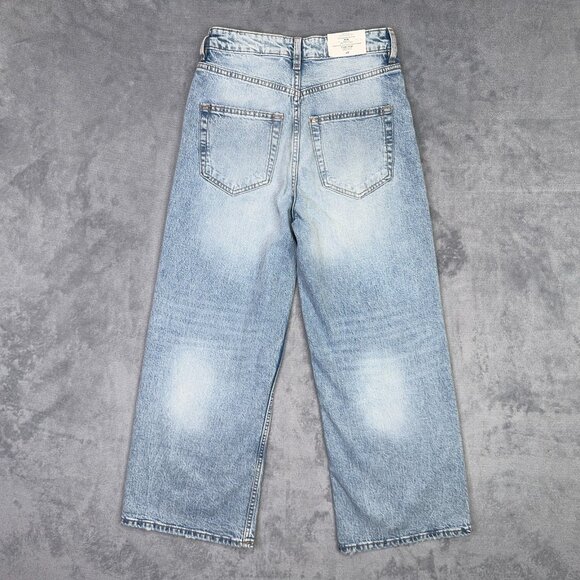 H&M Jeans Womens Size 2 Wide Leg Cropped High Waist Regular Fit Light Blue NWT - Picture 2 of 12